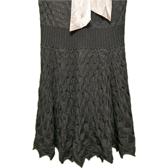 ALICE + OLIVIA Gin Pointelle Lace Wool Blend Mini Black Dress Size medium - Picture 4 of 16